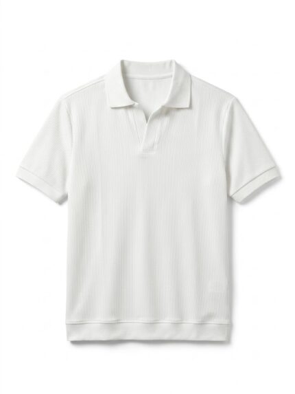 White Premium Wool Polo V-Cut T-Shirt