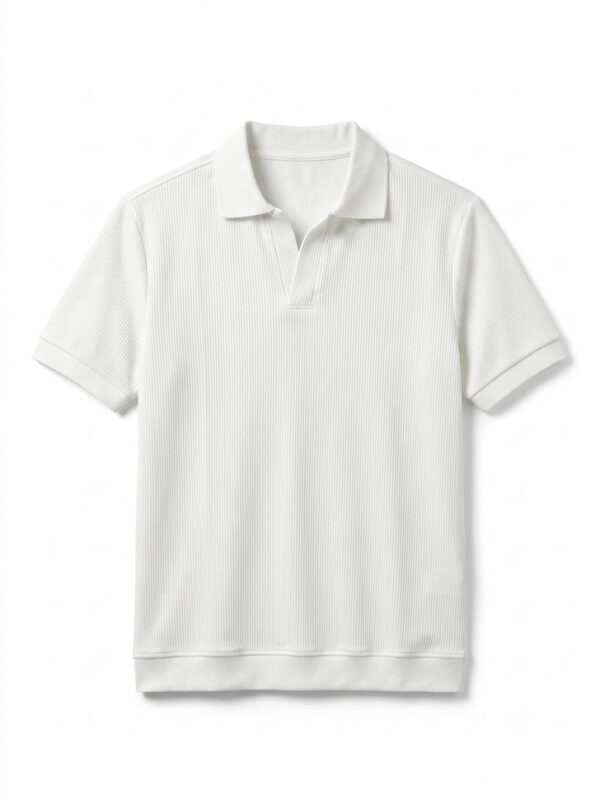 White Premium Wool Polo V-Cut T-Shirt