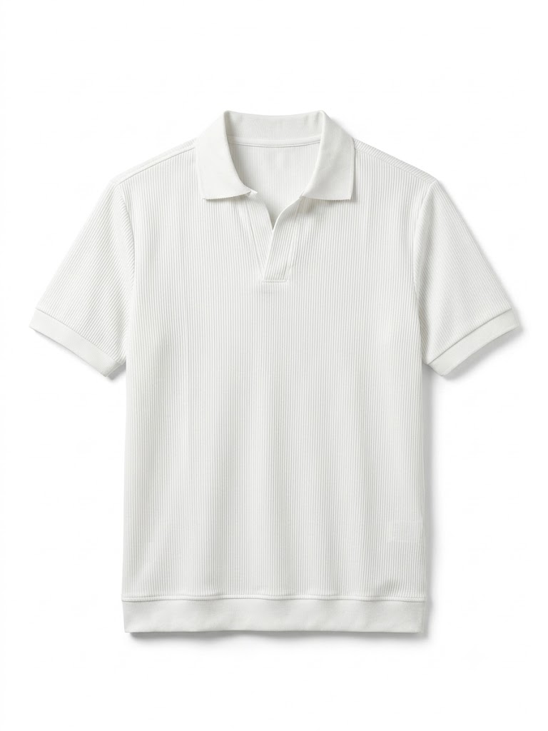 White Premium Wool Polo V-Cut T-Shirt