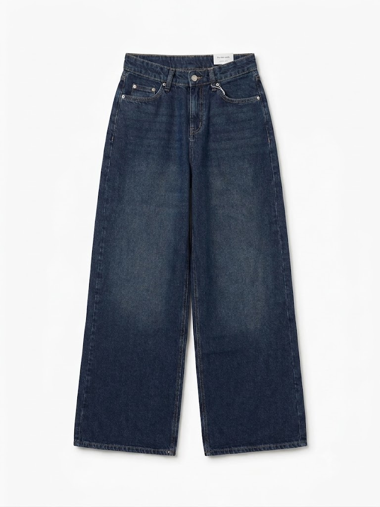ION Dark Blue High-Waist Wide Leg Jeans Dark blue high-waist wide leg denim jeans featuring a classic five-pocket design, premium denim fabric, and a relaxed modern fit.